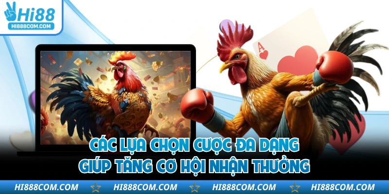 Các lựa chọn cược đa dạng giúp tăng cơ hội nhận thưởng